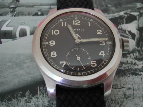 british army issue cyma www watch circa late 1940's - CATEGORY: ANTIQUE CLOCKS - DATED 1940