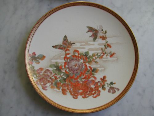 pair of satsuma best quality shallow dishes by the yasuda company tokyo signed kizan meiji period - CATEGORY: ANTIQUE CERAMICS - DATED 1890