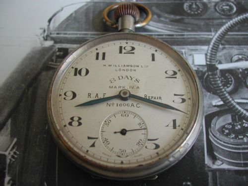 very rare ww1 royal flying corps 8 day cockpit pocket watch by h w williamson ltd circa 1917 - CATEGORY: ANTIQUE CLOCKS - DATED 1910