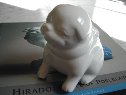 a good hirado water dropper modelled as a seated puppy meiji period - CATEGORY: ANTIQUE CERAMICS - DATED 1900