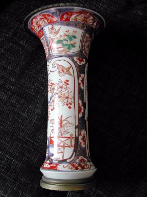 a japanese large imari ormolu mounted trumpet vase 18th centry - CATEGORY: ANTIQUE VASES - DATED 18TH CENTURY