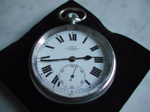 kays screwback lever pocket watch with railway style dial circa 1920 - CATEGORY: ANTIQUE CLOCKS - DATED 1920