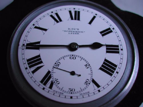 KAYS SCREWBACK LEVER POCKET WATCH WITH RAILWAY STYLE DIAL CIRCA 1920 - ADDITIONAL PHOTO 2