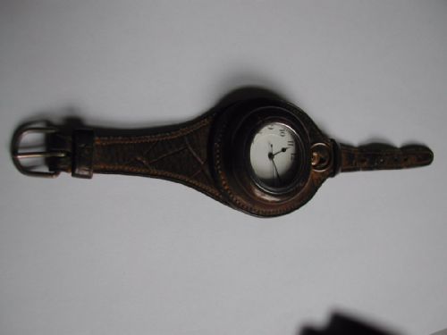 rare pre ww1 centre seconds small fob watch and silver rimmed leather strap circa 1910 - CATEGORY: ANTIQUE CLOCKS - DATED 1910