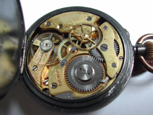RARE PRE WW1 CENTRE SECONDS SMALL FOB WATCH AND SILVER RIMMED LEATHER STRAP CIRCA 1910 - ADDITIONAL PHOTO 11