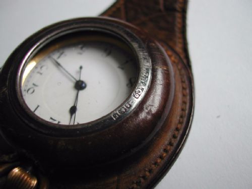 RARE PRE WW1 CENTRE SECONDS SMALL FOB WATCH AND SILVER RIMMED LEATHER STRAP CIRCA 1910 - ADDITIONAL PHOTO 12