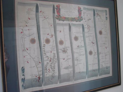 a good original large john ogilby road map bristol to chester no 57 17th century - CATEGORY: ANTIQUE MISCELLANEOUS - DATED 17TH CENTURY