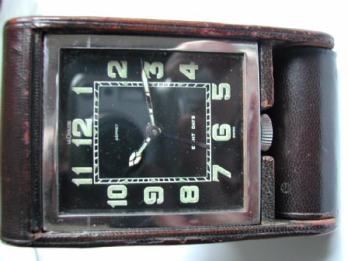 RARE 1940'S LEATHER CASED FOLDING TRAVEL ALARM CLOCK RETAILED BY ASPREYS MADE BY JAEGER LECOULTRE - ADDITIONAL PHOTO 7