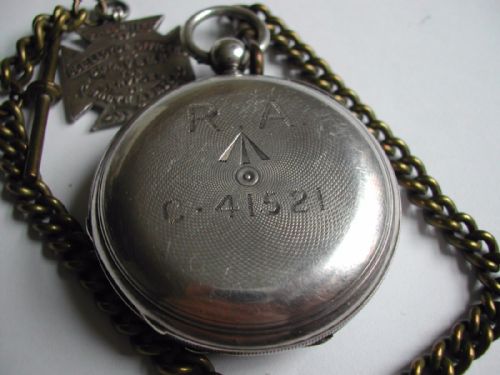 RARE PREWW1 BRITISH ROYAL ARTILLERY ISSUE KEY WOUND SILVER HUNTER POCKET WATCH BY ROTHERHAMS CIRCA 1910 - ADDITIONAL PHOTO 3
