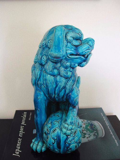 A FINE LARGE JAPANESE TURQUOISE GLAZED FIGURE OF A SHISHI LATE 19TH CENTURY - ADDITIONAL PHOTO 1