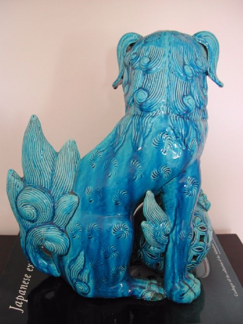A FINE LARGE JAPANESE TURQUOISE GLAZED FIGURE OF A SHISHI LATE 19TH CENTURY - ADDITIONAL PHOTO 2