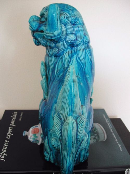 A FINE LARGE JAPANESE TURQUOISE GLAZED FIGURE OF A SHISHI LATE 19TH CENTURY - ADDITIONAL PHOTO 3