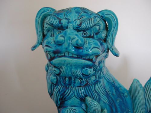 A FINE LARGE JAPANESE TURQUOISE GLAZED FIGURE OF A SHISHI LATE 19TH CENTURY - ADDITIONAL PHOTO 4