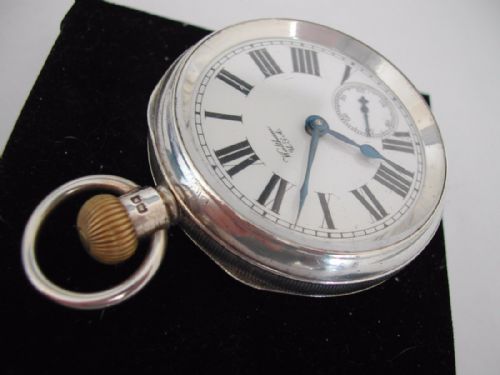 RAILWAY DESIGN WALTHAM HEAVY SILVER CASED POCKET WATCH CIRCA 1910 - ADDITIONAL PHOTO 1