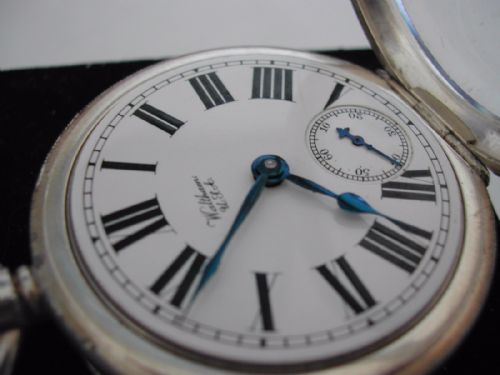 RAILWAY DESIGN WALTHAM HEAVY SILVER CASED POCKET WATCH CIRCA 1910 - ADDITIONAL PHOTO 2