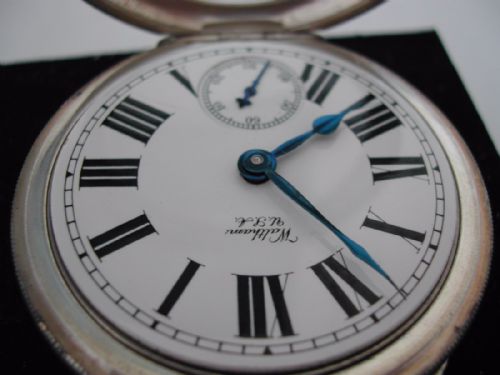 RAILWAY DESIGN WALTHAM HEAVY SILVER CASED POCKET WATCH CIRCA 1910 - ADDITIONAL PHOTO 3