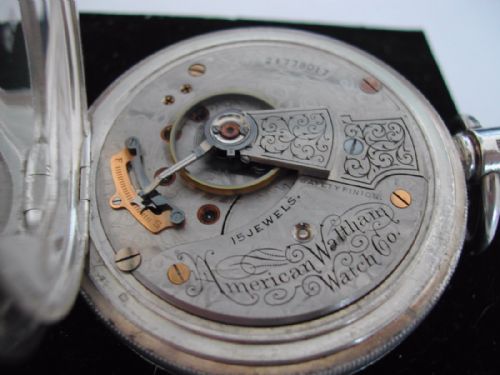 RAILWAY DESIGN WALTHAM HEAVY SILVER CASED POCKET WATCH CIRCA 1910 - ADDITIONAL PHOTO 9