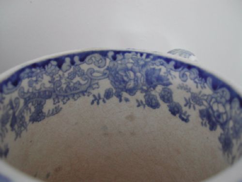 A PAIR OF ENGLISH POTTERY BLUE AND WHITE TRANSFER PRINT QUART TANKARDS CIRCA 1830 - ADDITIONAL PHOTO 8