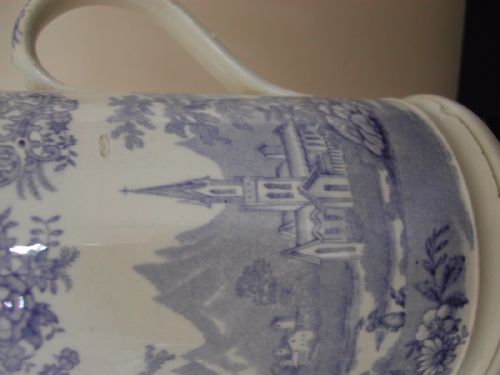 A PAIR OF ENGLISH POTTERY BLUE AND WHITE TRANSFER PRINT QUART TANKARDS CIRCA 1830 - ADDITIONAL PHOTO 11