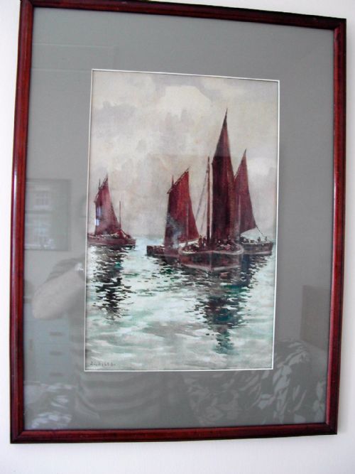 an attractive water colour by j g sykes crabbers becalmed early 20th century - CATEGORY: ANTIQUE ART - DATED 1920