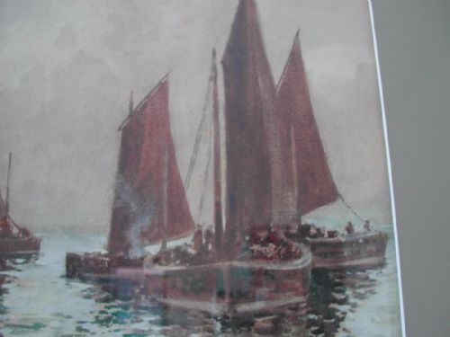 AN ATTRACTIVE WATER COLOUR BY J G SYKES CRABBERS BECALMED EARLY 20TH CENTURY - ADDITIONAL PHOTO 2