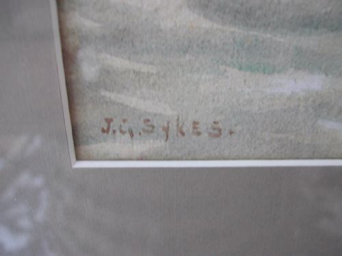 AN ATTRACTIVE WATER COLOUR BY J G SYKES CRABBERS BECALMED EARLY 20TH CENTURY - ADDITIONAL PHOTO 5