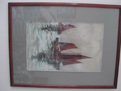 AN ATTRACTIVE WATER COLOUR BY J G SYKES CRABBERS BECALMED EARLY 20TH CENTURY - ADDITIONAL PHOTO 6