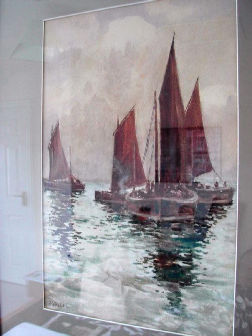 AN ATTRACTIVE WATER COLOUR BY J G SYKES CRABBERS BECALMED EARLY 20TH CENTURY - ADDITIONAL PHOTO 7