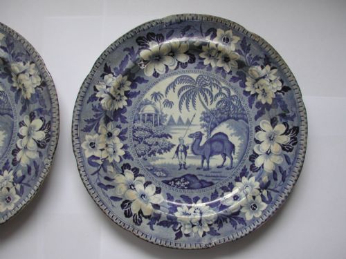 RESERVED PSA PAIR OF DROMEDARY PATTERN A BLUE AND WHITE TRANSFER PRINT PLATES CIRCA 1815 - ADDITIONAL PHOTO 3