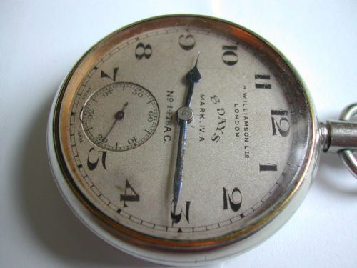 WW1 ROYAL FLYING CORPS ISSUED COCKPIT 8 DAY MARK IVA POCKET WATCH BY H WILLIAMSON LTD LONDON CIRCA 1916 - ADDITIONAL PHOTO 1