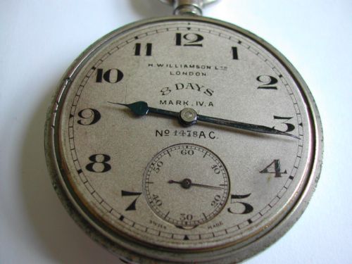 WW1 ROYAL FLYING CORPS ISSUED COCKPIT 8 DAY MARK IVA POCKET WATCH BY H WILLIAMSON LTD LONDON CIRCA 1916 - ADDITIONAL PHOTO 4