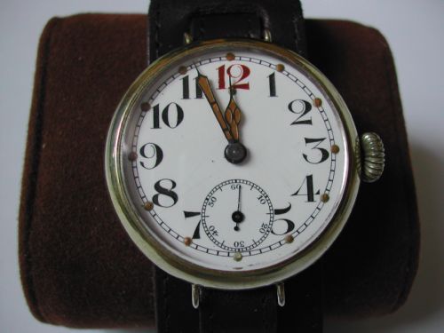 for sale a fine large ww1 great war trench watch in a waterproof design case circa 1916 - CATEGORY: ANTIQUE CLOCKS - DATED 1910