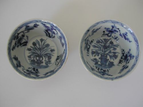 PAIR CHINESE FAMILLE VERTE CAFE AU LAITE TEA BOWLS KANGXI - ADDITIONAL PHOTO 1