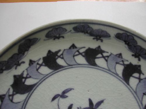 RARE JAPANESE ARITA BLUE AND WHITE SAIL DESIGN SHALLOW DISH CIRCA 1720 - ADDITIONAL PHOTO 7