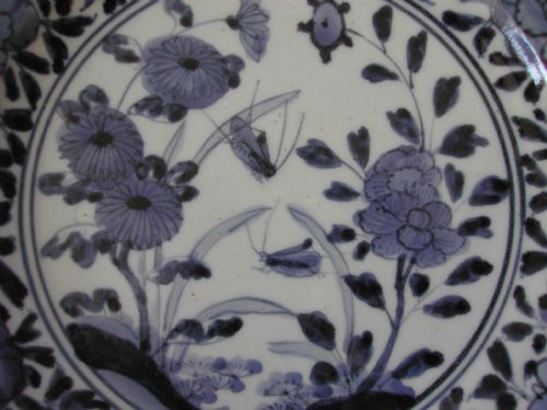 JAPANESE ARITA BLUE AND WHITE CICADA DISH CIRCA 1690 - ADDITIONAL PHOTO 7