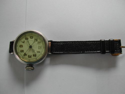 a rare ww1 military pilots design centre seconds silver cased watch with large crown 1916 - CATEGORY: ANTIQUE WATCHES - DATED 1910
