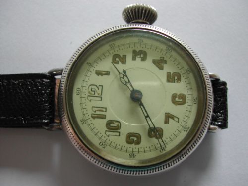 A RARE WW1 MILITARY PILOTS DESIGN CENTRE SECONDS SILVER CASED WATCH WITH LARGE CROWN 1916 - ADDITIONAL PHOTO 2