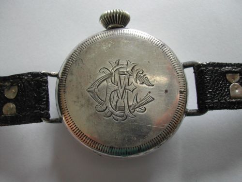 A RARE WW1 MILITARY PILOTS DESIGN CENTRE SECONDS SILVER CASED WATCH WITH LARGE CROWN 1916 - ADDITIONAL PHOTO 3