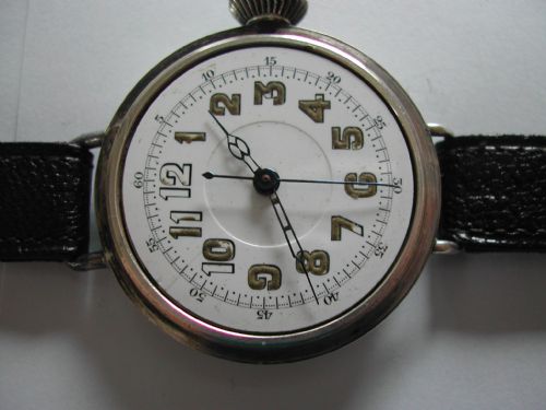 A RARE WW1 MILITARY PILOTS DESIGN CENTRE SECONDS SILVER CASED WATCH WITH LARGE CROWN 1916 - ADDITIONAL PHOTO 6