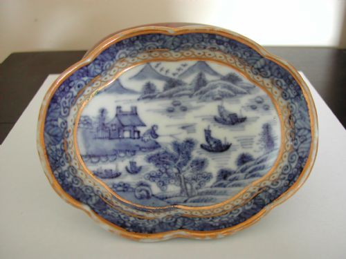 chinese blue white nanking spoon tray 18th century - CATEGORY: ANTIQUE CERAMICS - DATED 18TH CENTURY
