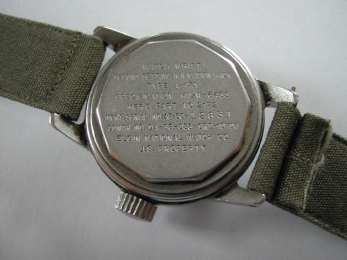 US AIR FORCE ELGIN TYPE A17A 18 JEWEL MILITARY ISSUED PILOTS WATCH CIRCA 1956 - ADDITIONAL PHOTO 5