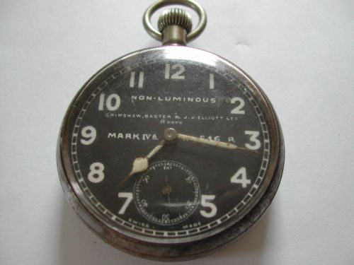 ww1 grimshaw baxter j j elliott ltd 8day nonluminous mark iva air station pilots cockpit watch no 516r circa 1916 - CATEGORY: ANTIQUE WATCHES - DATED 1910