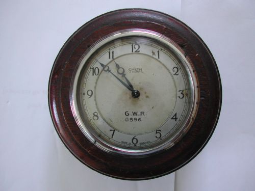 reserved kw great western railway 8day signal box pork pie tool clock no 0596 by smith dating pre1939 - CATEGORY: ANTIQUE CLOCKS - DATED 1940