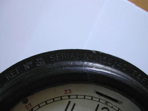 T F MERCER RAF MARK1 WW2 AIRCRAFT CLOCK FOR USE ON FLYING BOATS REF NO 6A433 ISSUE NO 15640 - ADDITIONAL PHOTO 2