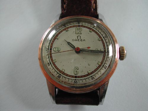 OMEGA ROSE GOLD CAPPED WW2 MILITARY DESIGN CENTRE SECONDS WATERPROOF WATCH DATED 1943 - ADDITIONAL PHOTO 1