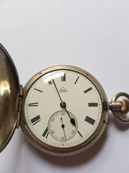 dent full hunter cased silver keyless pinset pocket watch dating to late 1901 - CATEGORY: ANTIQUE WATCHES - DATED 1900