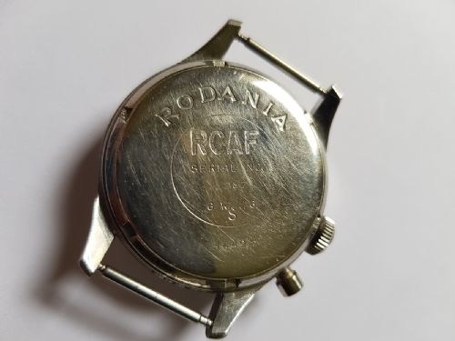 A RARE RCAF ROYAL CANADIAN AIR FORCE PILOTS SINGLE BUTTON CHRONOGRAPH BY RODANIA REF SERIAL NO 1287 6W16 S 4449H DATING CIRCA 1955 - ADDITIONAL PHOTO 13