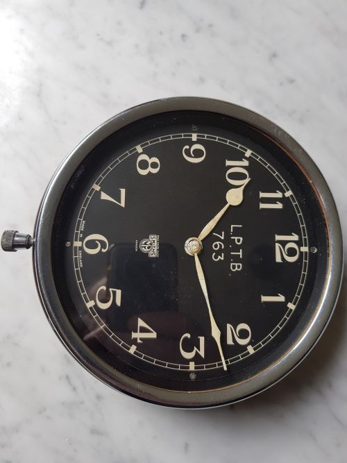 SMITHS LONDON PASSENGER TRANSPORT BOARD CLOCK REF NO 763 CIRCA 1940'S - ADDITIONAL PHOTO 1