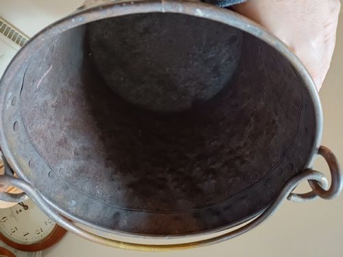 ARTS CRAFTS COPPER BRASS FIRESIDE LOG BUCKET CIRCA 1920 - ADDITIONAL PHOTO 5