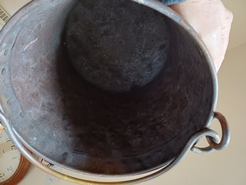 ARTS CRAFTS COPPER BRASS FIRESIDE LOG BUCKET CIRCA 1920 - ADDITIONAL PHOTO 6